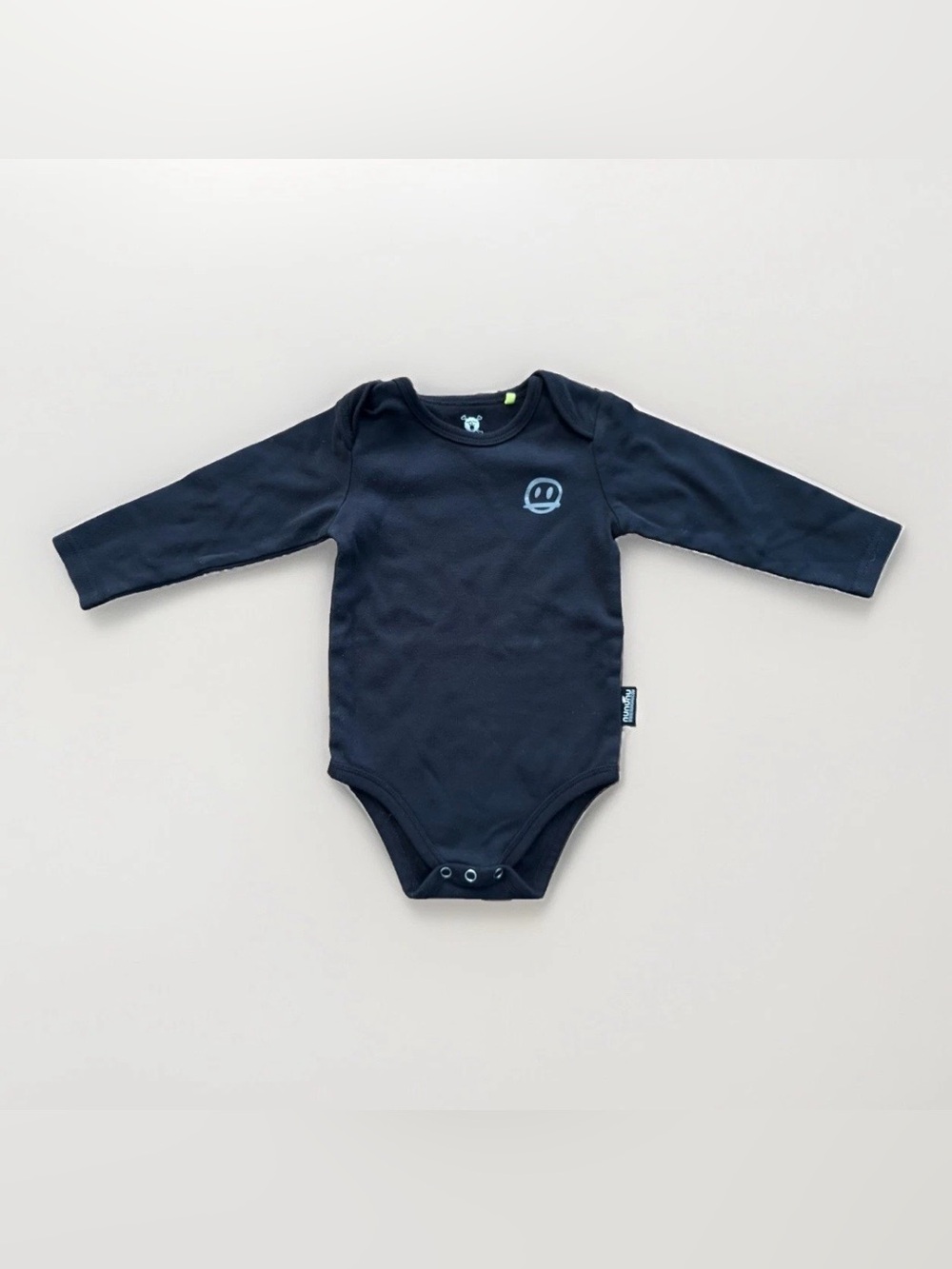 NUNUNU Baby Organic Cotton Long Sleeve Bodysuit 12-18M Black